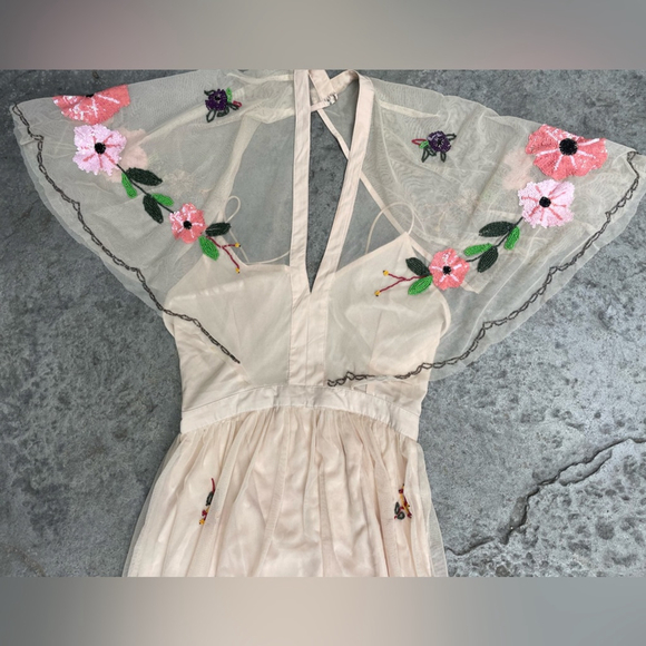 zara Floral Embroidered mesh beaded Dress - Picture 13 of 14